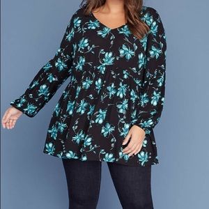 Crinkle Blouson-Sleeve Top